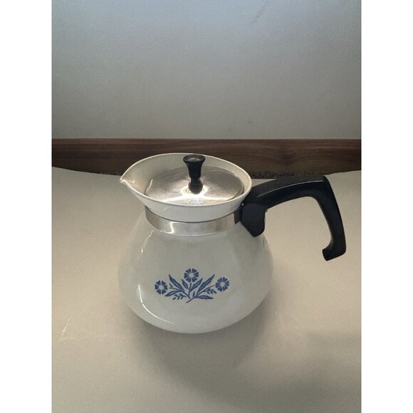 RARE Backstamp 1958 Vintage Corning Ware Blue Cornflower 6 Cup Teapot with lid - Picture 7 of 8